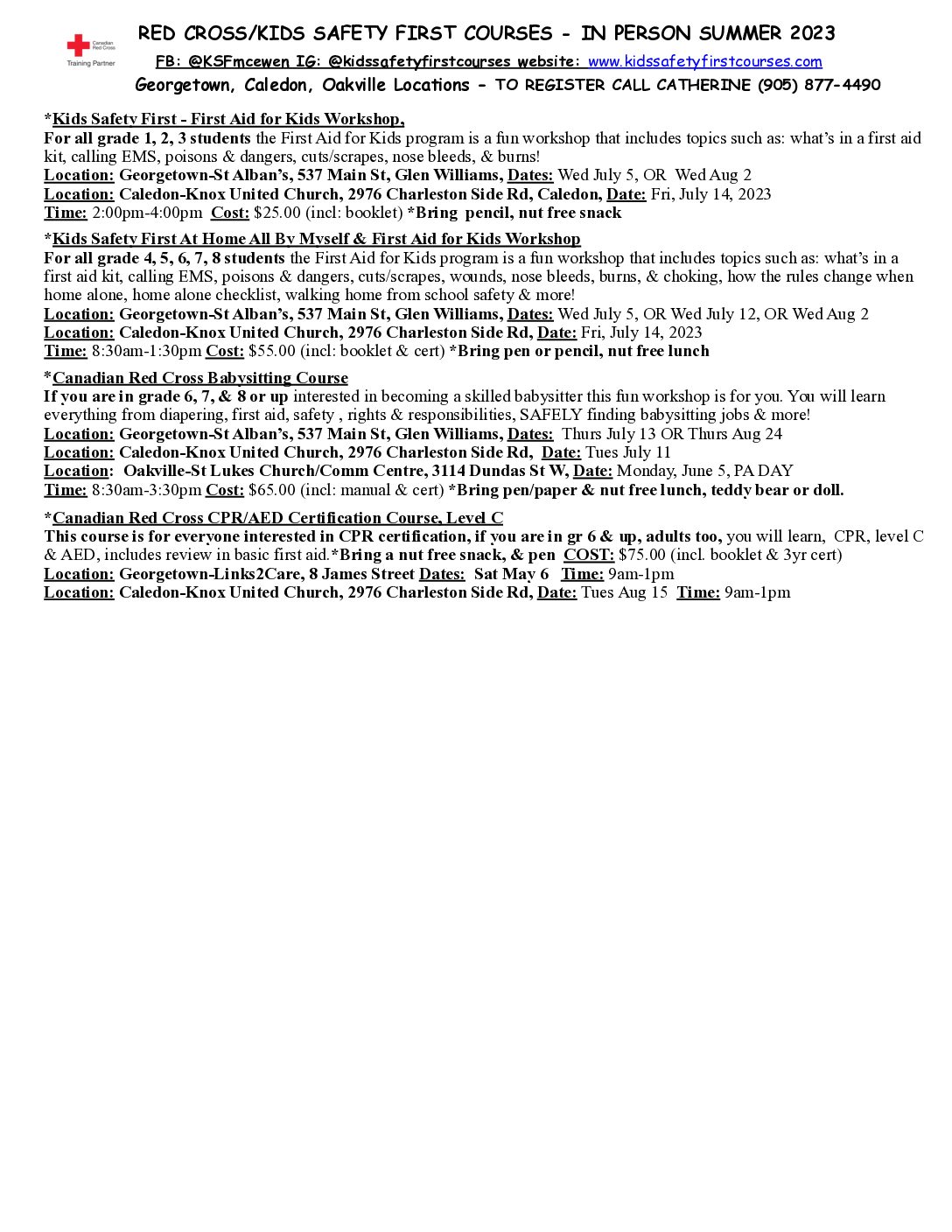 St. Paul Catholic Elementary School Burlington, ON » Red Cross Summer